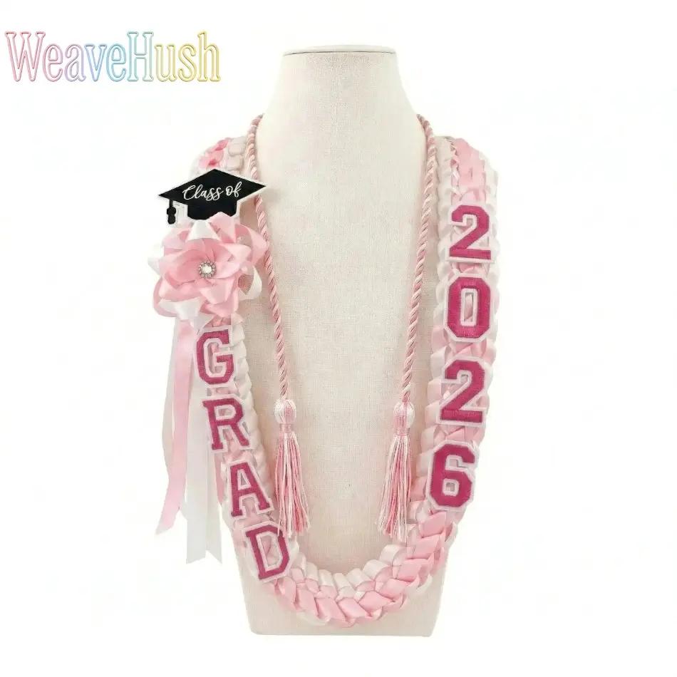 2026 Graduation Lei & Honor Cord Set, TikTok Viral Hawaiian Style Graduation Necklace, Handmade Ribbon Lei with Grad Cap & 2026 Charms, Premium Braided Senior Gift, Lightweight Photo-Ready Accessory for High School & College Graduation Ceremony, Party Fav
