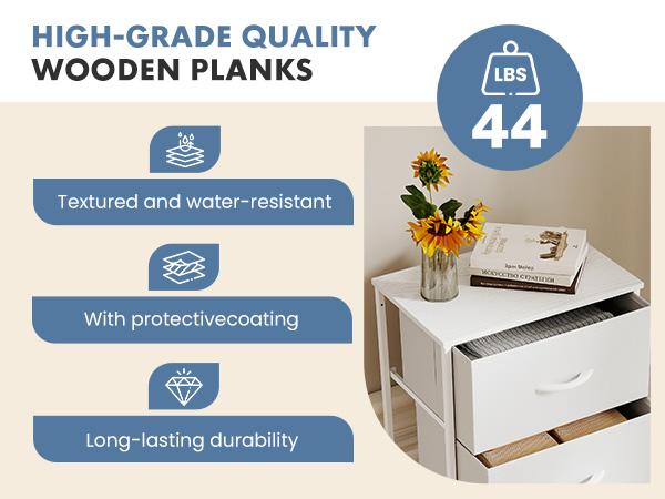 Fabric Dresser for Bedroom, 5-Drawer Tall Dressers, Storage Organizer with Fabric Bins, Wood Top, Sturdy Steel Frame, Chest of Drawers for Closet, Hallway