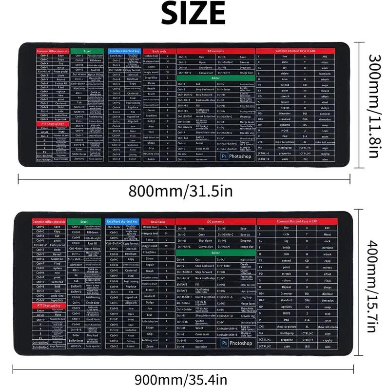 Excel Cheat Sheet Desk Mat, Large 27.5"x11.8" Excel Keyboard Shortcut Mouse Pad, XL Extended Office PC Gaming Mat/Non-Slip Employee Appreciation Gifts daily notepad