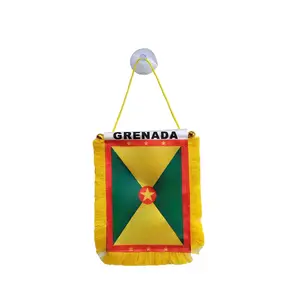 Grenada Car Flag 4x6 With Suction Cup - Car Mini Banner, Window, Rearview Mirror Hanging