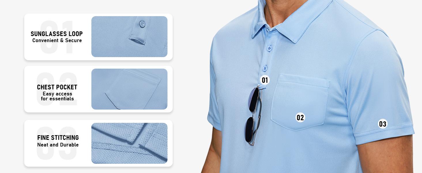 ZITY Men’s Tactical Polo 3-Pack – Quick-Dry Short Sleeve Shirts with Pocket, Outdoor Work & Golf Wear Classic Cotton Sport workout tops