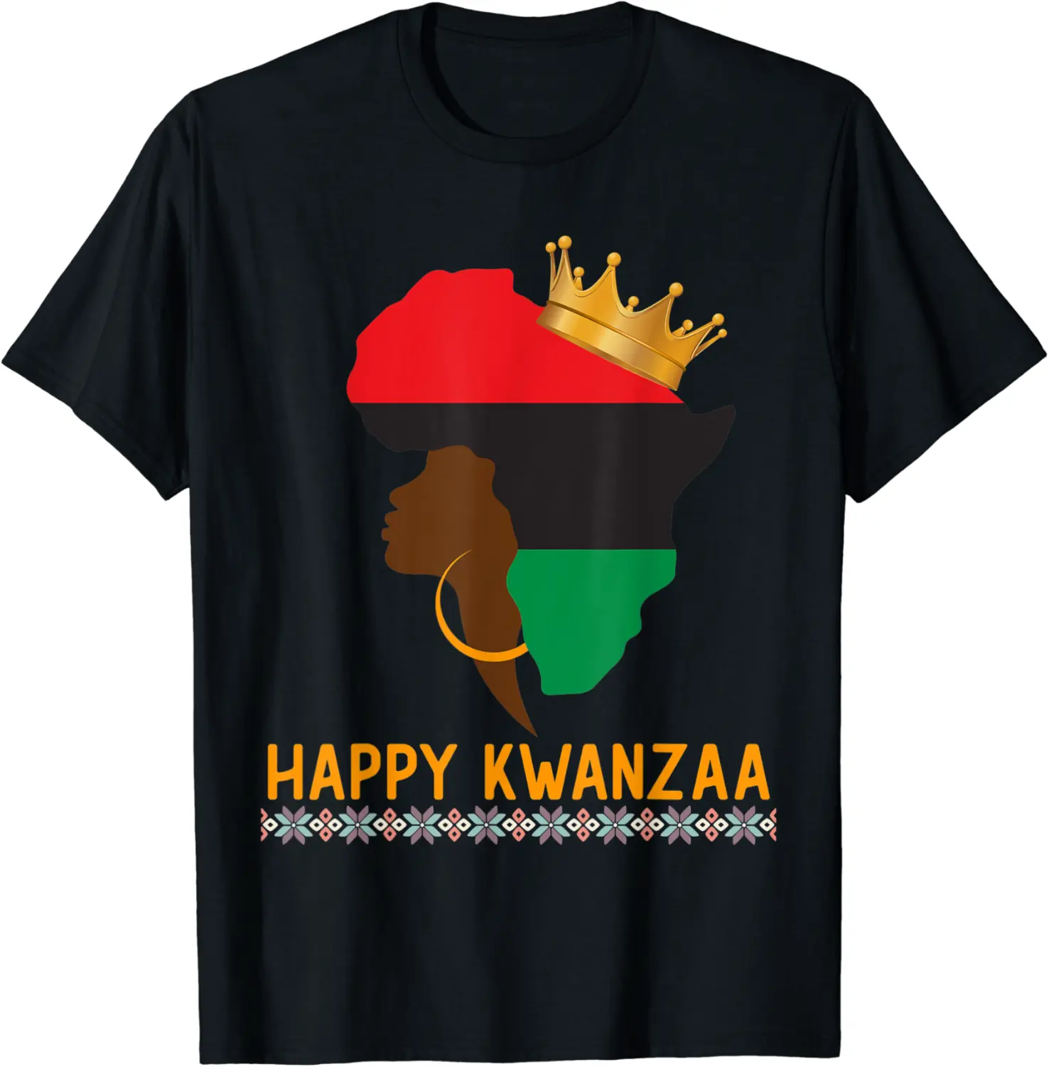 Happy Kwanzaa African Black Woman Queen Gold Crown T-Shirt - Jessicajon Shop 56B09N14FZDZ