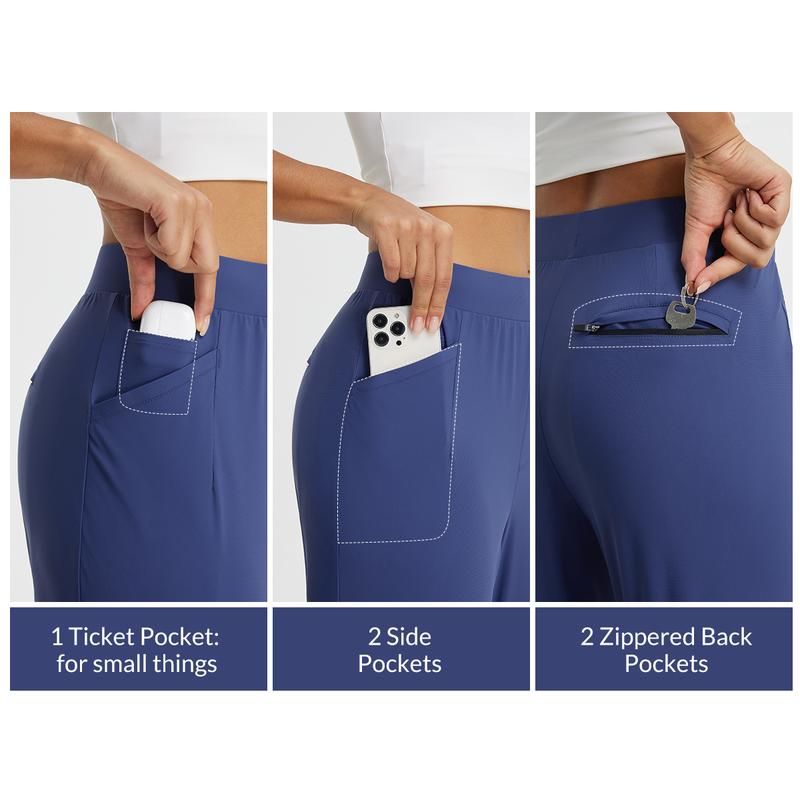 baleaf Womens 25.5" Petite Business Casual Lightweight Stretch Travel Pants Zipper Pockets Ankle Dress Trousers Work Office Golf Daily Teacher Interview