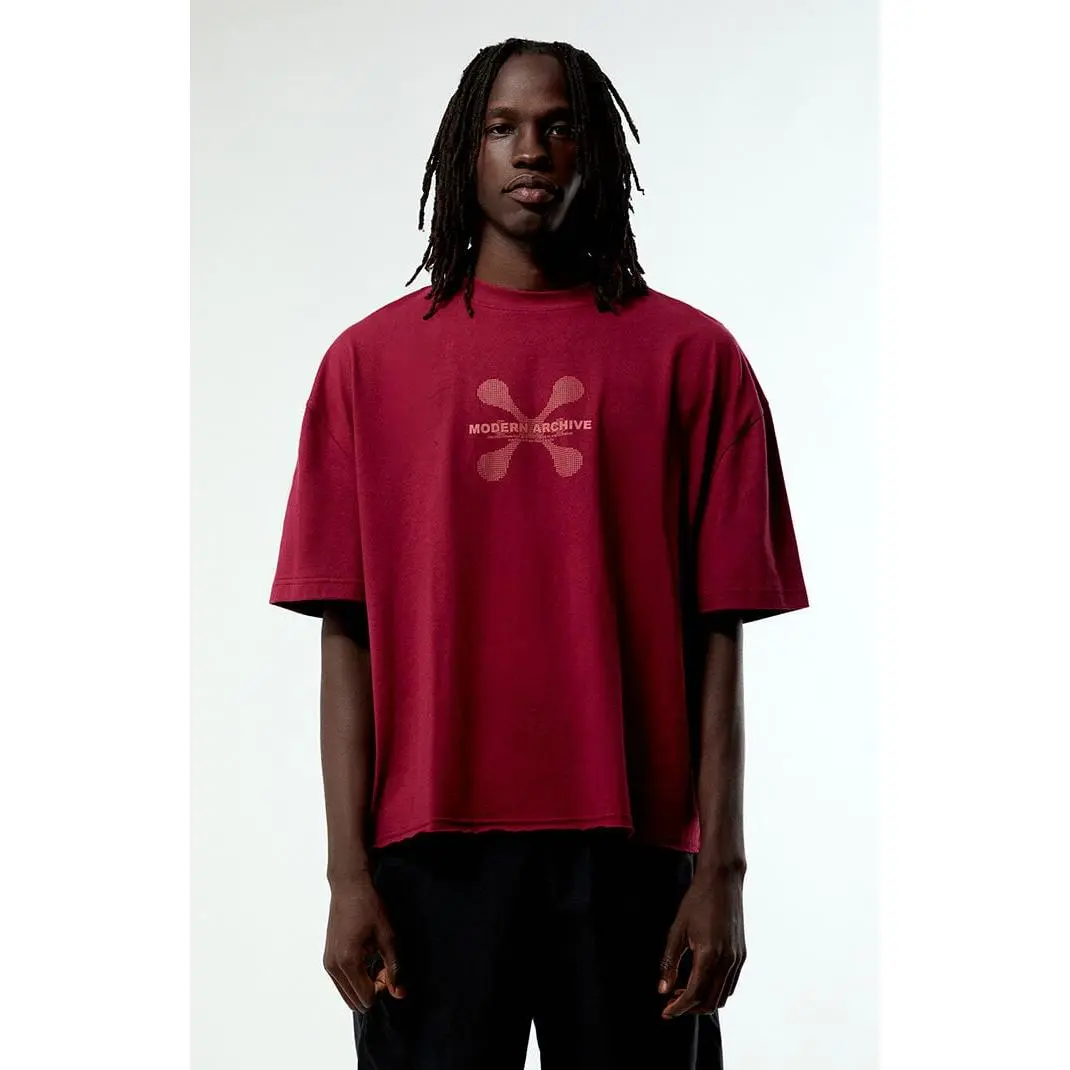 Pacsun Men's Red Modern Archive Cropped Boxy T-Shirt
