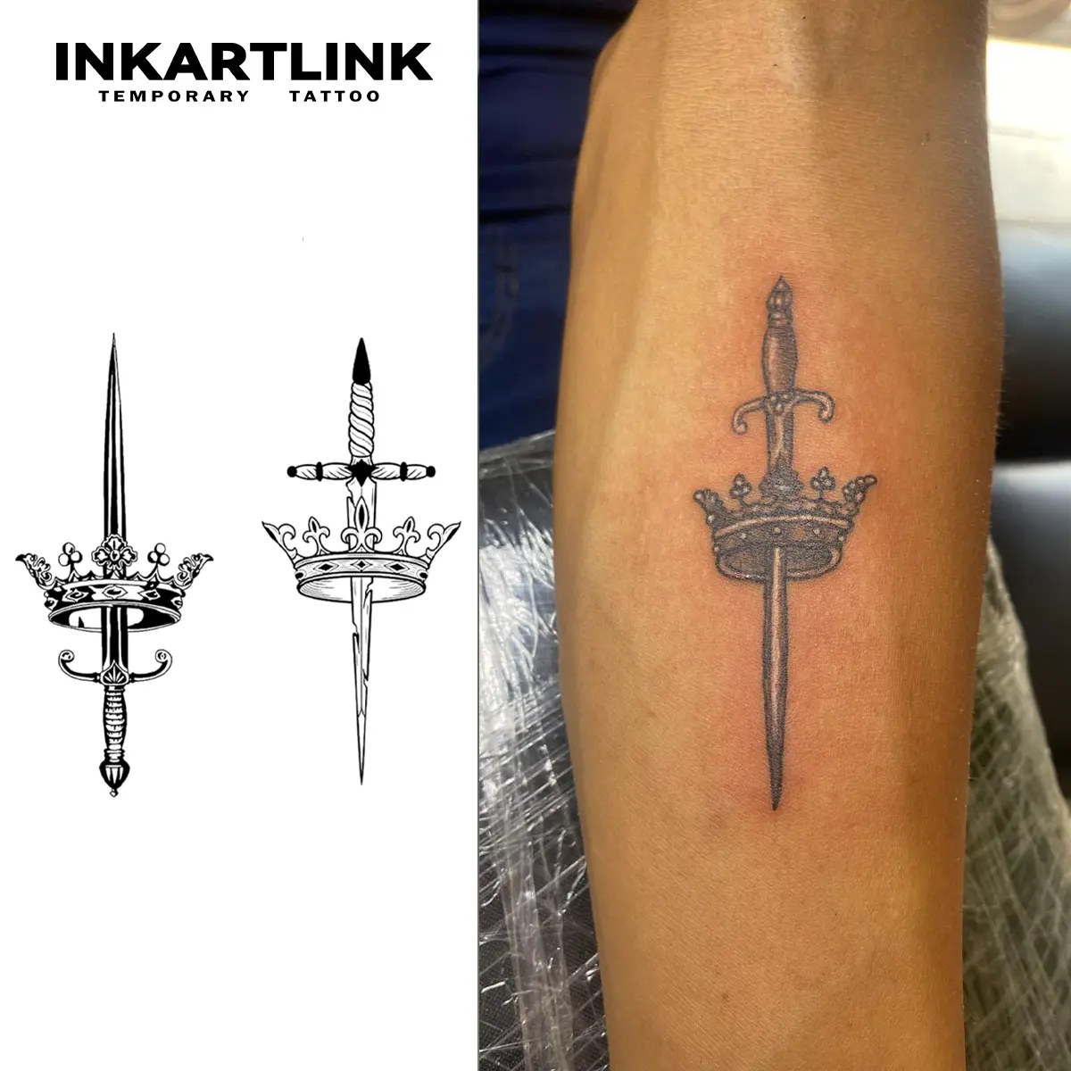 INKARTLINK 2 Sheets Semi-Permanent Body Fake Tattoos - Romantic Elegant Couple's Secret Ink, Waterproof, Realistic Temporary Tattoos for Lovers, Date Night