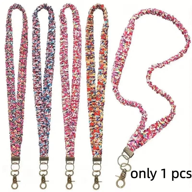 Colorful Hair Tie Lanyard for ID Cards and Keys, Personalized Lanyard, Fashionable Cute Clip-On Necklace Strap, Elastic Work Card Holder ID Badge Holder With Lanyard for Teachers Nurses Nursing Students Doctors Friends, Removable Cardholder