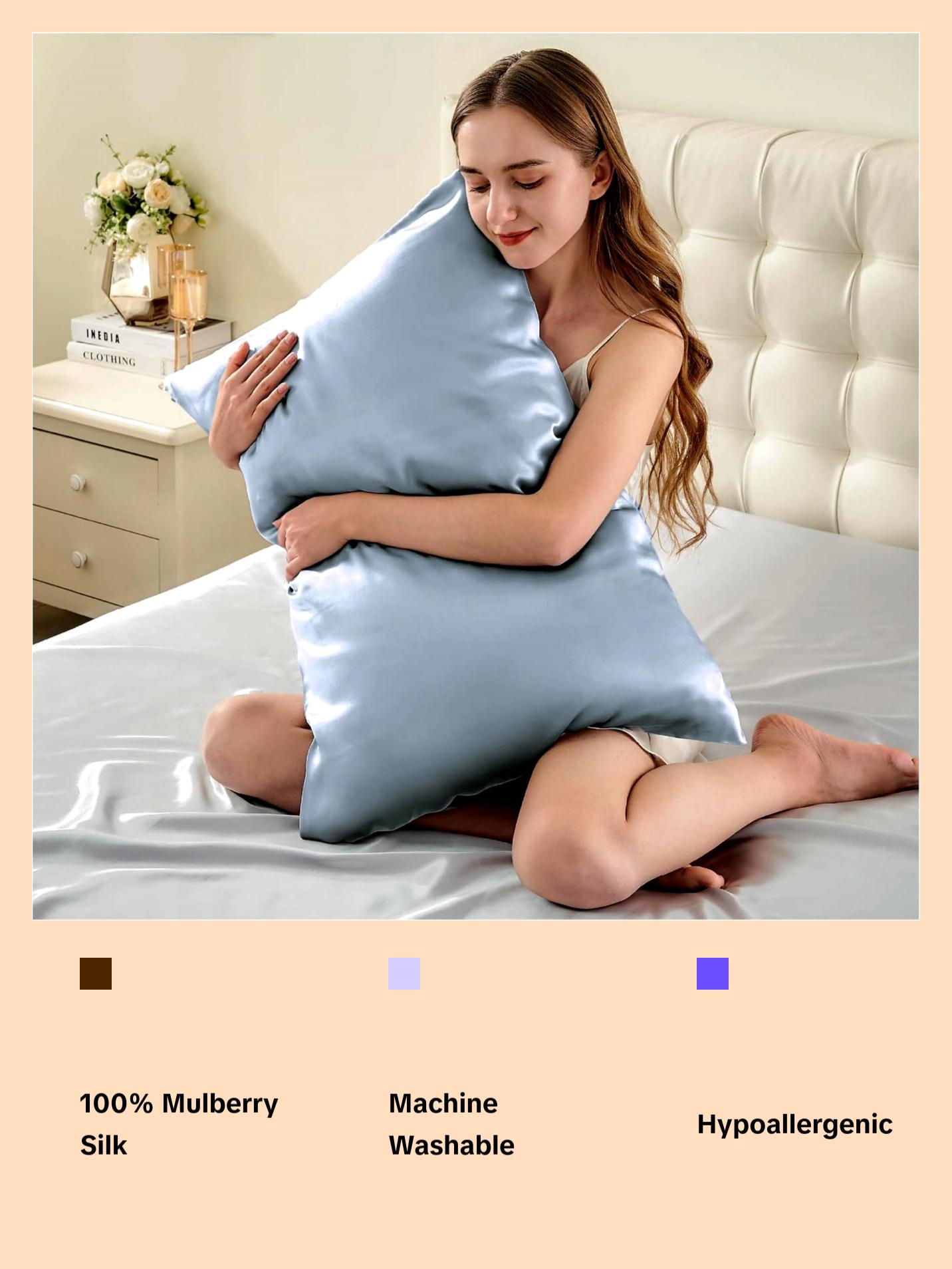 22 Momme 100% Pure Mulberry Silk Pillowcase, OEKO-TEX Certified, Hypoallergenic, Anti-Aging, Machine Washable, 1 Pack