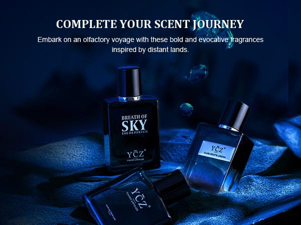 YCZ Men's Mystic Allure Collection Fragrance Set - YCZ Club Marine & Breath of Sky Eau De Cologne Gift Box with Long Lasting Light Scent for Any Occasion-Valentine's Day gift