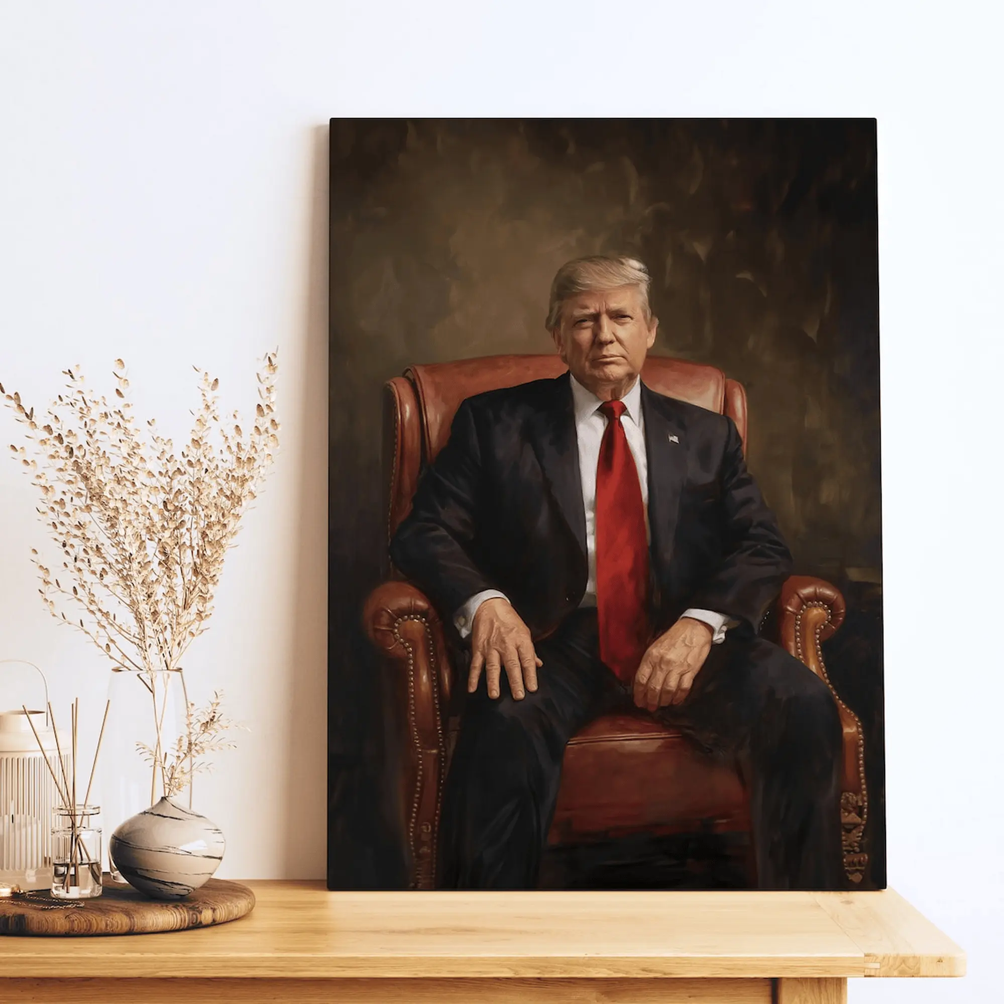45th U.S. President Donald J. Trump Patriotic Canvas Print Wall Art - Durable, Customizable Abstract Art with Bold & Vibrant Hues, Vibrant Ink, Soft Pastels, Multiple Sizes, Indoor Home Decor, USA Patriot Gift, Bedroom Accent (Care: Dust with Dry Cloth)