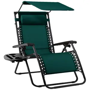 Best Choice Products Folding Zero Gravity Recliner Patio Lounge Chair w/ Canopy Shade, Headrest, Tray Best Choice Products Folding Zero Gravity Recliner Patio Lounge Chair w/ Canopy Shade, Headrest, Tray