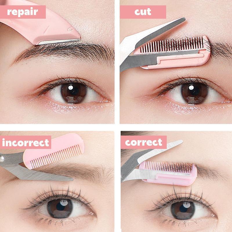 Eyebrow Scissors Set 3pcs Precision Trimming Tool for Women & Girls Portable Stainless Steel Eyebrow Grooming Kit for Home Travel
