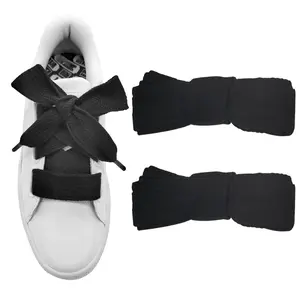 UamGlsob 1"(2.5cm) Fat Thick Cotton Shoe Laces Jumbo Chunky Shoelaces Shoe Strings Replacement Laces for Suede Sneakers (Black 45/115cm)