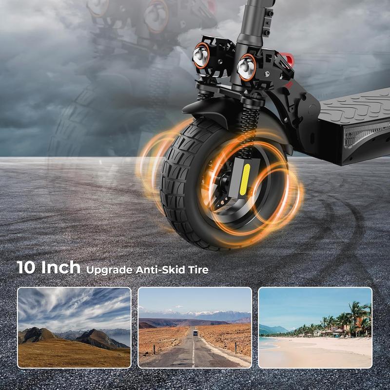 【New Year Sale】 Off Road Powerful Electric Scooter, 10' Pneumatic Tires, LED Screen Design, Double Suspension, APP Control, Adult Commuting Electric Scooter