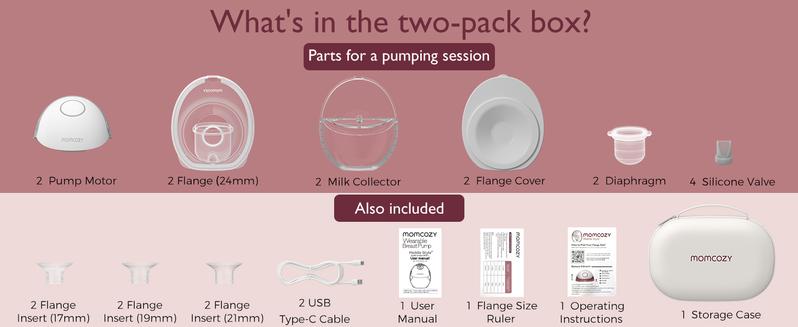 Momcozy Black Friday Breast Pump Hands Free Mobile Style | M6, Wearable Breastfeeding Pump Ideal Rhythm for More Milk, DoubleFit Flange More Fit & Discreet with 3 Modes & 9 Levels, 24mm - 2 Pack Quill Gray