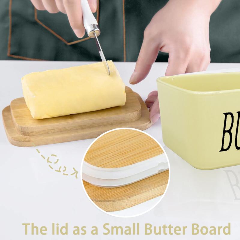 Ceramic Luxury Large Butter Dish - Countertop Keeper with Lid, Knife, High-Quality Silicone Sealing, and Easy-Clean Design - Perfect Kitchen Gift for Butter Lovers