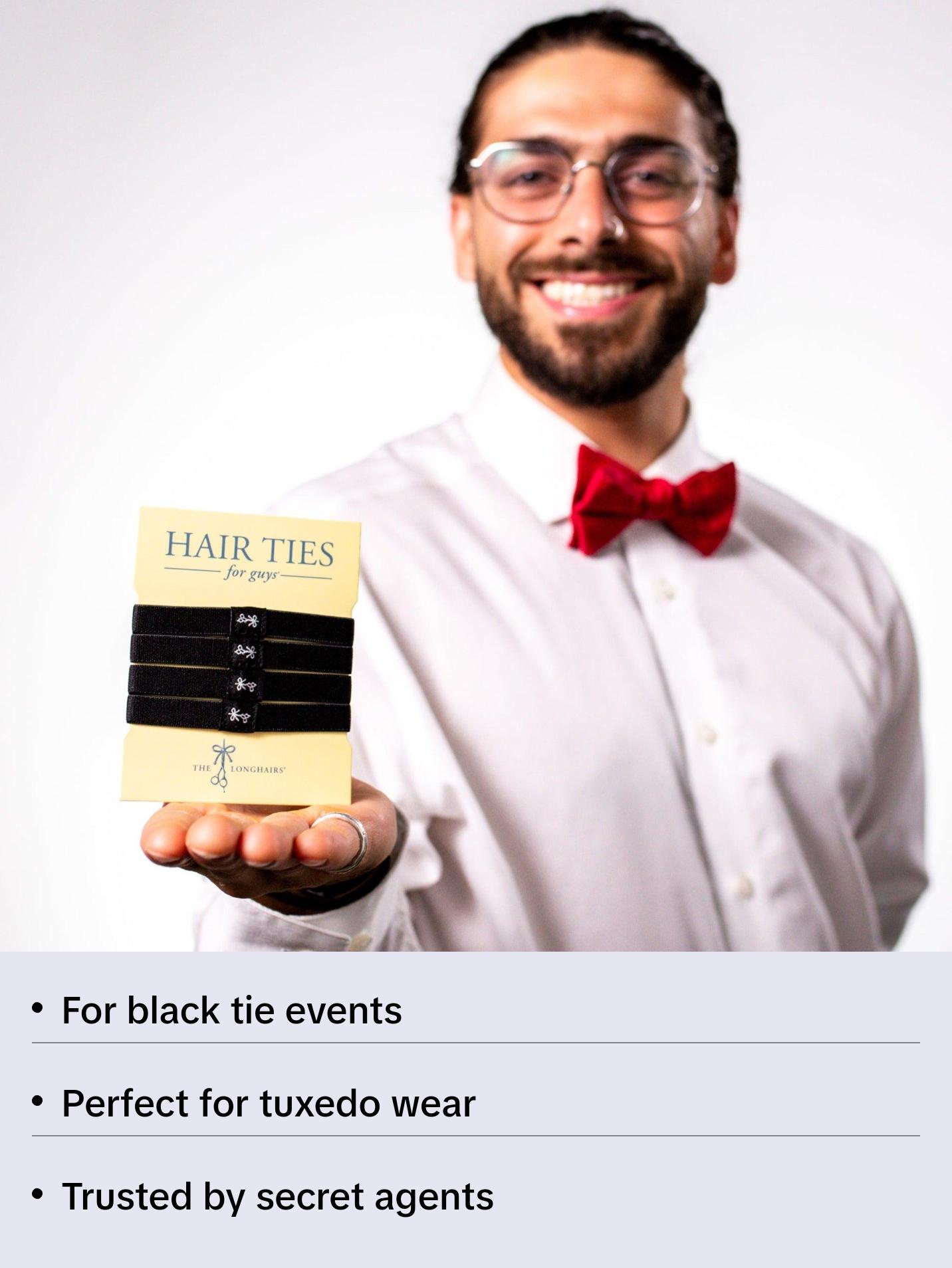 The Black Ties | Hair Ties | 100 lb Capacity | Ideal for All Hair Types One Size Fits Most Manes | Four Pack