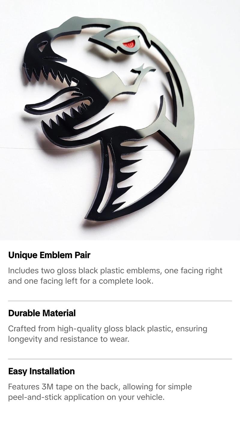 2x Raptor Dinosaur Redeye Badge Logo Emblem for Ford F150 Raptor Dodge TRX RAM