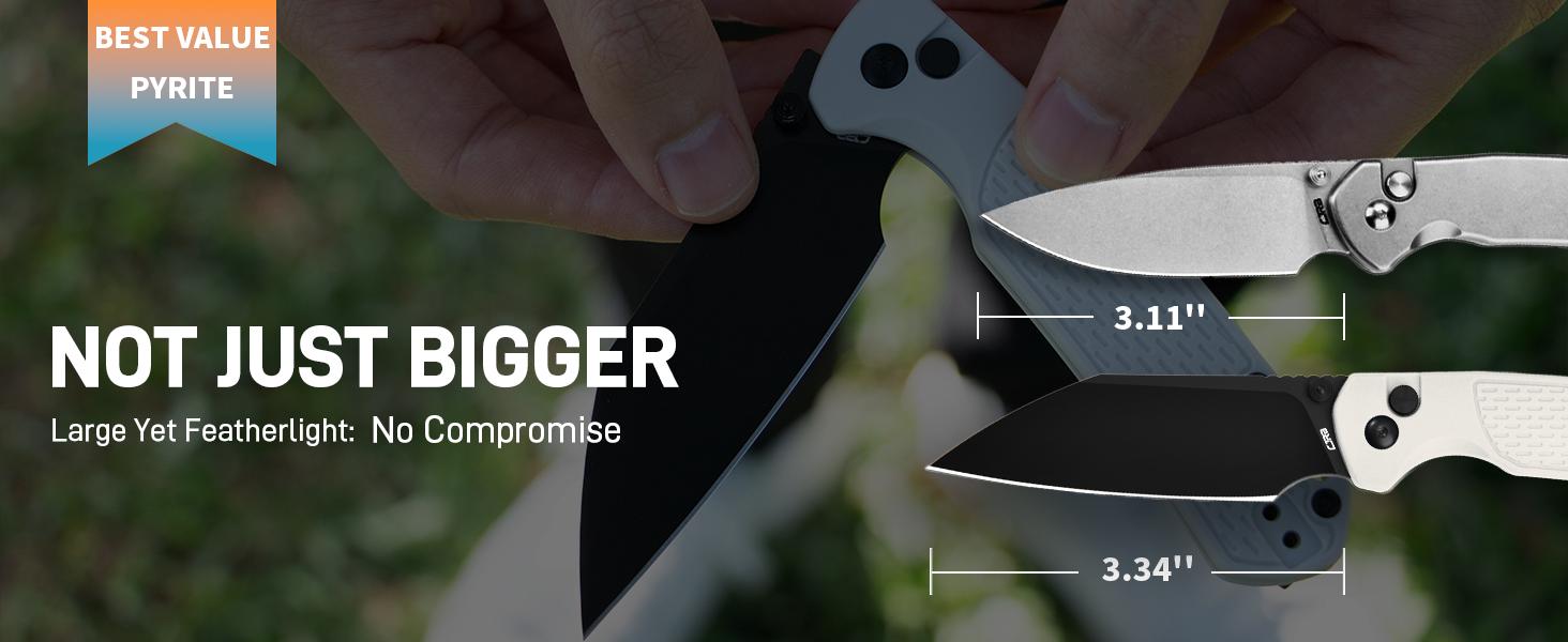 CJRB Pyrite-Light Pocket Folding Knife - 3.34'' AR-RPM9 Steel Blade, EDC Knife with Pocket Clip for Camping, Hiking, Survival Tools and Survival Gear