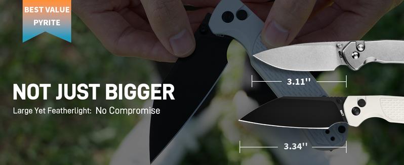 CJRB Pyrite-Light Pocket Folding Knife - 3.34'' AR-RPM9 Steel Blade, EDC Knife with Pocket Clip for Camping, Hiking, Survival Tools and Survival Gear