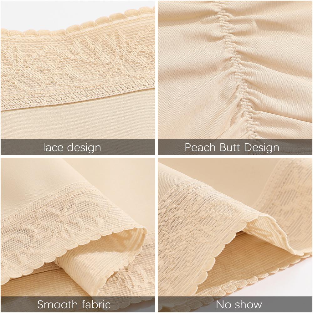 FINETOO Women's Seamless Underwear Lace Waistband Design Womenswear Comfort Nylon Stretchy Panty Sringtok 3PCS S-3XL High Waisted Lingerie