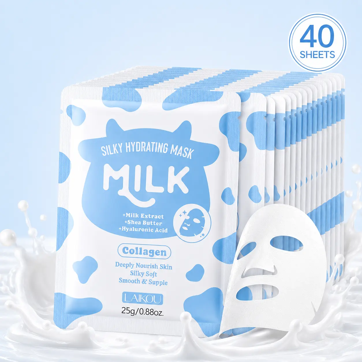 40PCS Premium Milk Skincare Sheet Mask Set, Silky Hydrating Skin Care Collection for Women & Teens, Gentle Moisturizing Face Mask Glow Kit, Deep Nourishing Face Care Kit with Hyaluronic Acid & Collagen, Self Care Birthday Gifts
