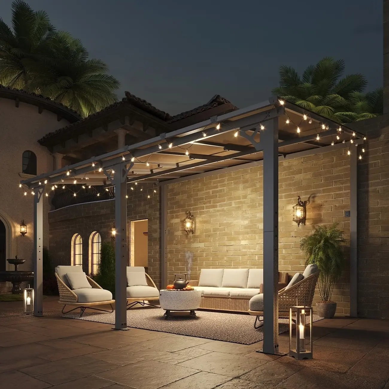 20X10ft Wall-Mounted Hardtop Pergola & Gazebo Set | All-Weather Outdoor Cover
