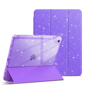 Sparkly Blue Glitter iPad 10th Gen Case 11'' 2025 / 10.9'' 2022 | Slim Lightweight, Soft Touch, Trifold Stand, Pencil Holder, Shockproof & Scratch Resistant | Auto Wake/Sleep 11th