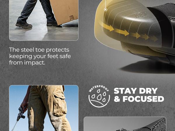 NORTIV 8 [Paladin-Steel] Men's Steel-Toe Work Boots - Breathable & Durable, Slip-Resistant, Round Toe, Cuban Heel, ASTM 2413-18 Boy Closed Construction Tough