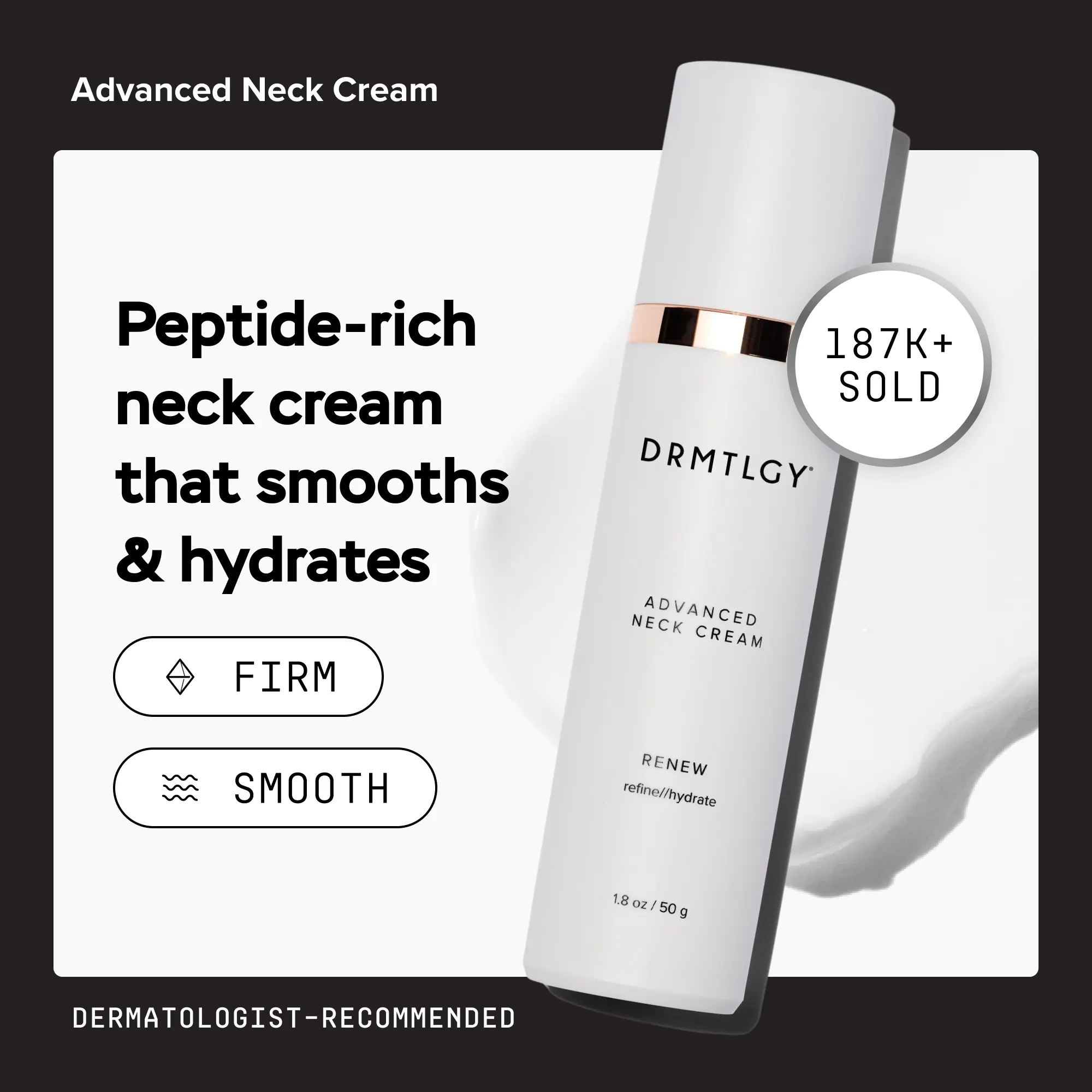 DRMTLGY Advanced Neck Cream 1.8oz with Peptides and Shea Butter Body Care Gentle