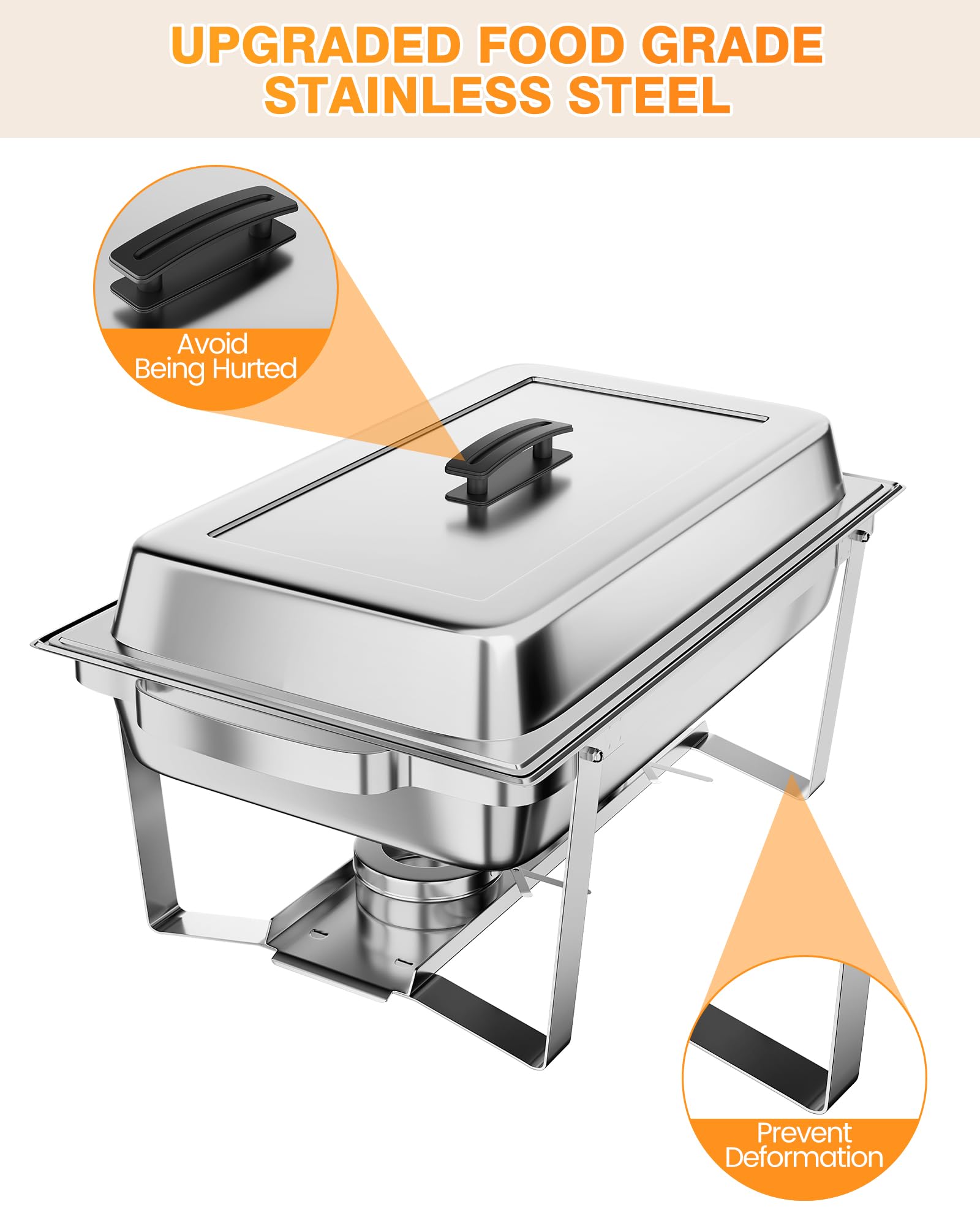 【GARVEE】8QT(1×1/1Pan)Chafing Dish Buffet Set of 6 Stainless Steel Food Servers & Warmers, Includes Water Pan, for Weddings, Parties, Banquets, Catering Presentation Elevate 【GARVEE】8QT(1×1/1Pan)Chafing Dish Buffet Set of 6 Stainless Steel Food Servers & Warmers, Includes Water Pan, for Weddings, Parties, Banquets, Catering Presentation Elevate