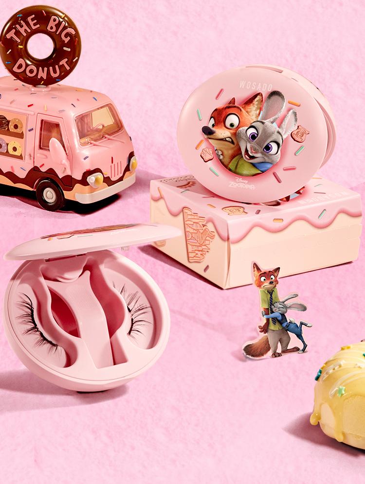 WOSADO Disney Zootopia Limited Edition Soft Magnetic Eyelashes All-in-One Box Waterproof Reusable Glue-Free Makeup Cosmetic Natural Style 4 Pieces Set Storage