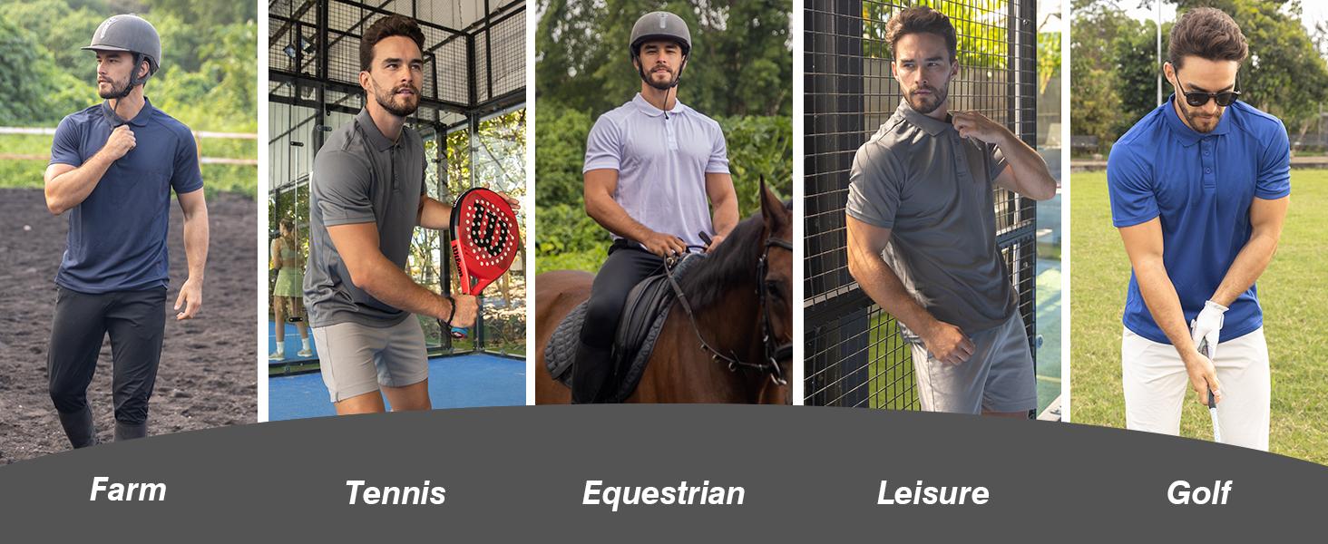 【Purchase one size larger】3/5 Pack SummerVibes Men's Solid Color Sports Polo Shirt Moisture Wicking Breathable Comfortable Short Sleeve Collared Top for Golf Baseball Tennis Sportswear for All Seasons Athletic Top