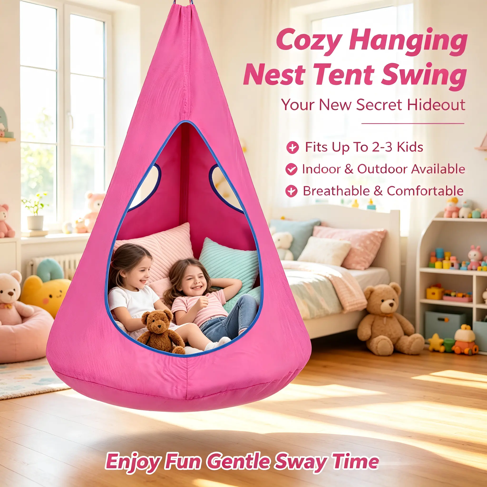 1 Set Double Hanging Swing Outdoor Hanging Hammock Chair With Inflatable Cushion, Hanging Hammock , Outdoor Hammock camp backyard
