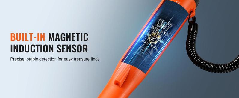 VEVOR Metal Detector Pinpointer, IP68 Fully Waterproof Handheld Pin Pointer Wand, 4.5" Detection Depth, 3 Modes, LCD Screen, Treasure Hunting Probe with Holster and 9V Battery, for Adults and Kids