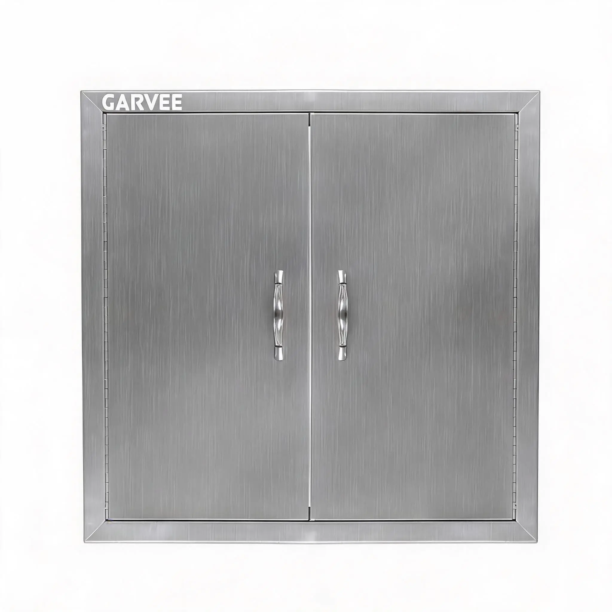 GarveeTech 24" W x 24" H Rust-Resistant Stainless Steel Double Outdoor Door, Flush Mount, Weatherproof Storage for Outdoor Kitchen, BBQ Island
