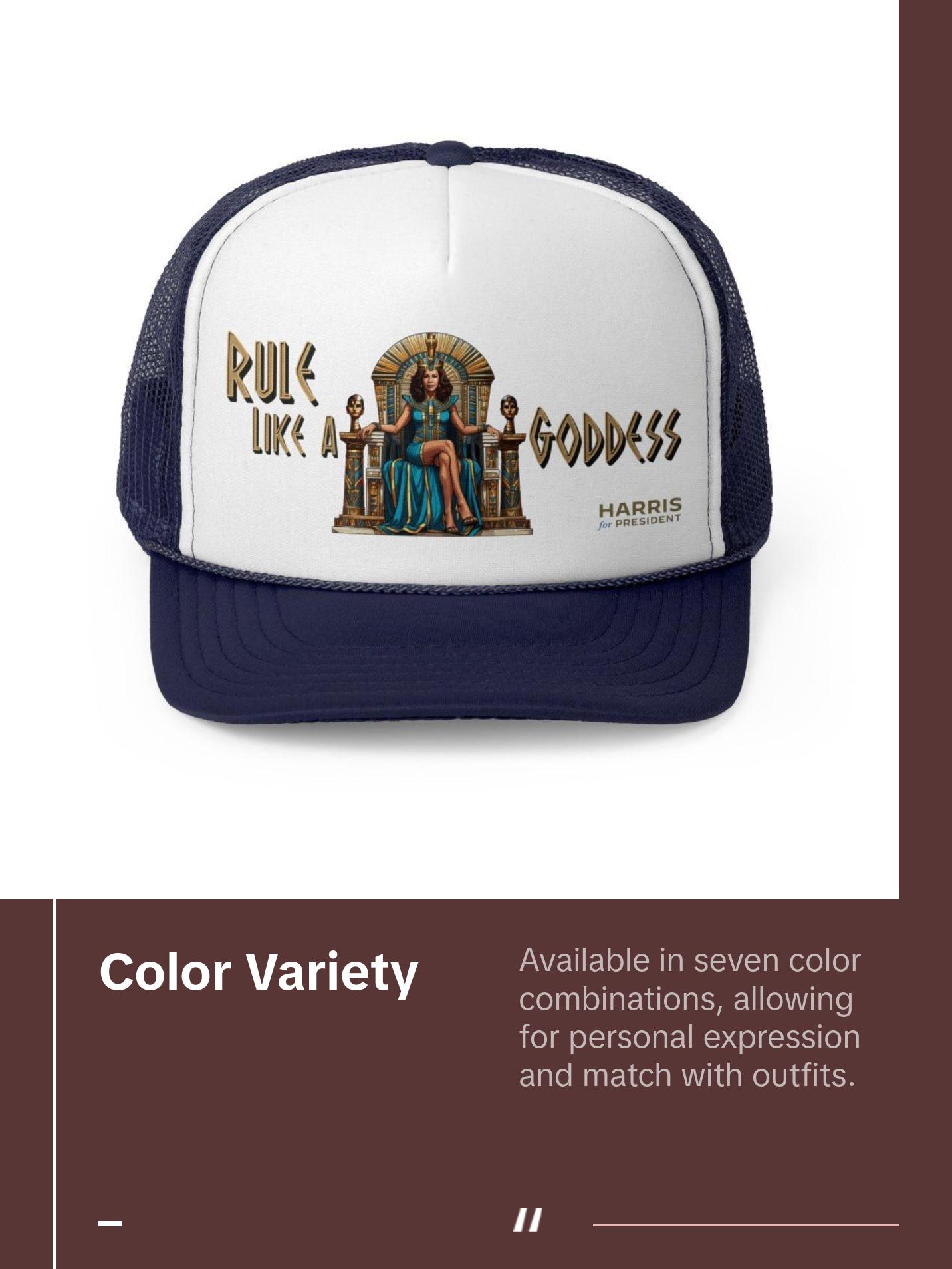 Kamala Harris "Rule Like a Goddess" Egyptian Queen Trucker Hat - Bold Political Leadership Cap