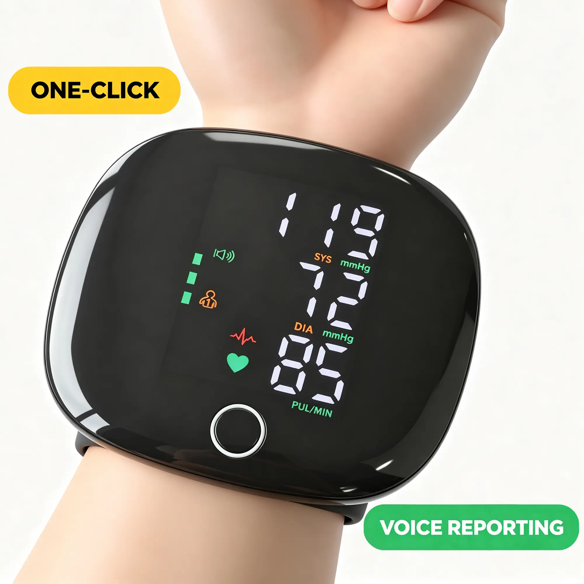 Digital Wrist Blood Pressure Monitor with Voice Readout - Lightweight Cuff, 99x2 Reading Memory, Large LED Screen, Universal Carrying Case, Ideal for Family Blood Pressure Monitoring & Parent Gifting, Health Monitor, Memory Storage