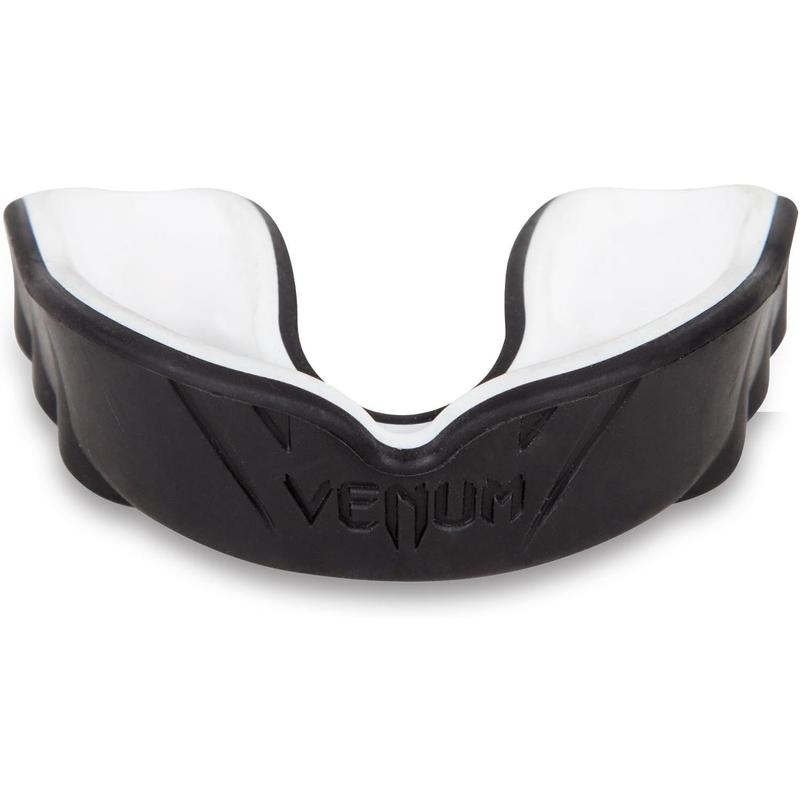 Professional Sports Mouthguard with Custom Fit Technology - Advanced Gel Frame - Shock Absorption System - Breathing Channel Design - Dual Layer Protection - Black and White - Boxing MMA Martial Arts Football Basketball