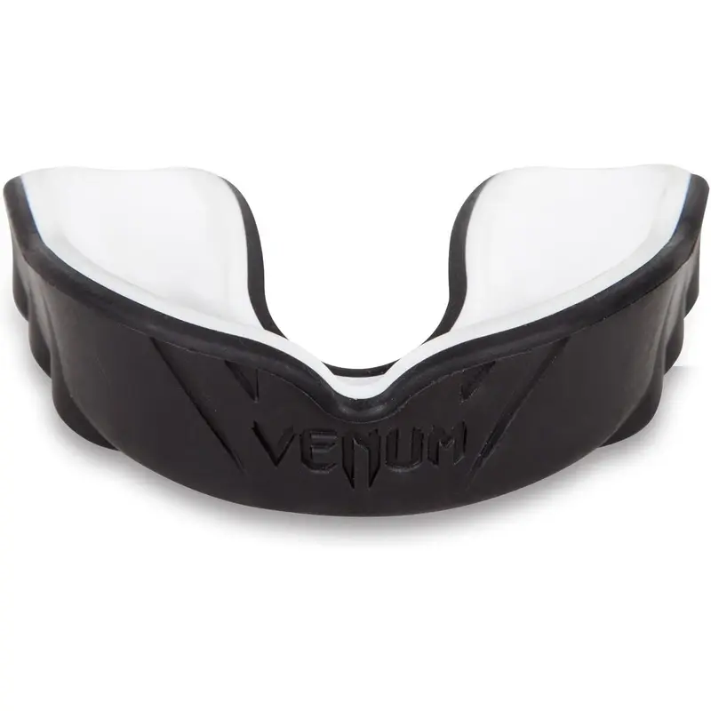 Professional Sports Mouthguard with Custom Fit Technology - Advanced Gel Frame - Shock Absorption System - Breathing Channel Design - Dual Layer Protection - Black and White - Boxing MMA Martial Arts Football Basketball