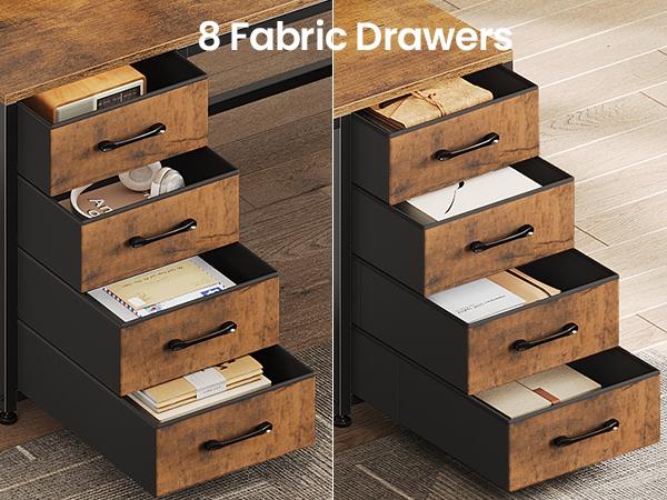 SEDETA 94.5 Inch 2 Person Gaming Desk Long Office Computer Desk with LED Lights 8 Storage Drawers Power Outlet