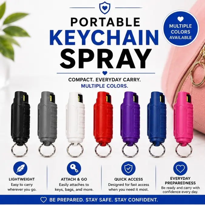 Portable Keychain Spray | Compact Everyday Carry | Multiple Colors