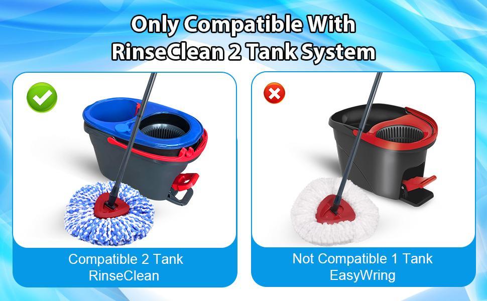 Spin Mop Head Replacements Compatible with Ocedar RinseClean 2 Tank System,Mop Head Refill Replacement for O-cedar 2 Tank System - Easy to Replace,100% Microfiber, All Hard-surfaced Floor Clean 3 Pack