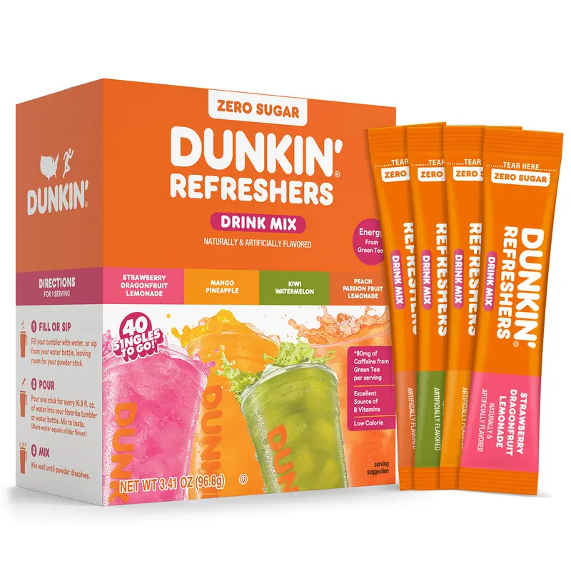 Dunkin' Refreshers 40ct Variety Pack Sugar Free Singles To Go Drink Mix