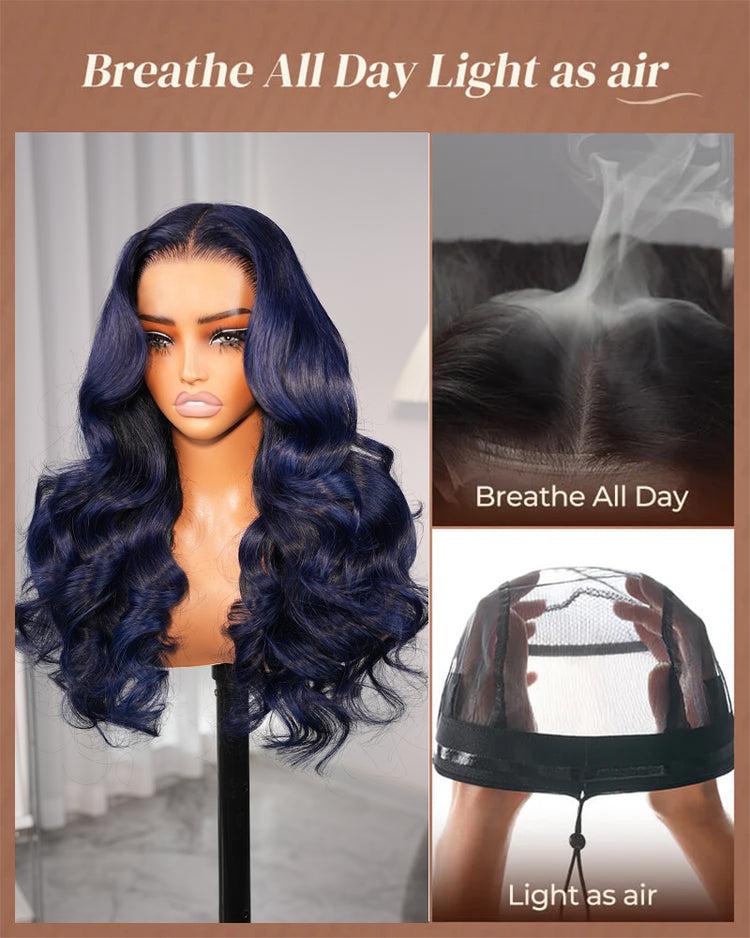 Arabella 13x6 Three-Go Midnight Blue Glueless Loose Body Wave Wig With Drawstring 100% Human Hair Ear to Ear Parting-Max Pre-everything Frontal Lace Wigs SpringStatements