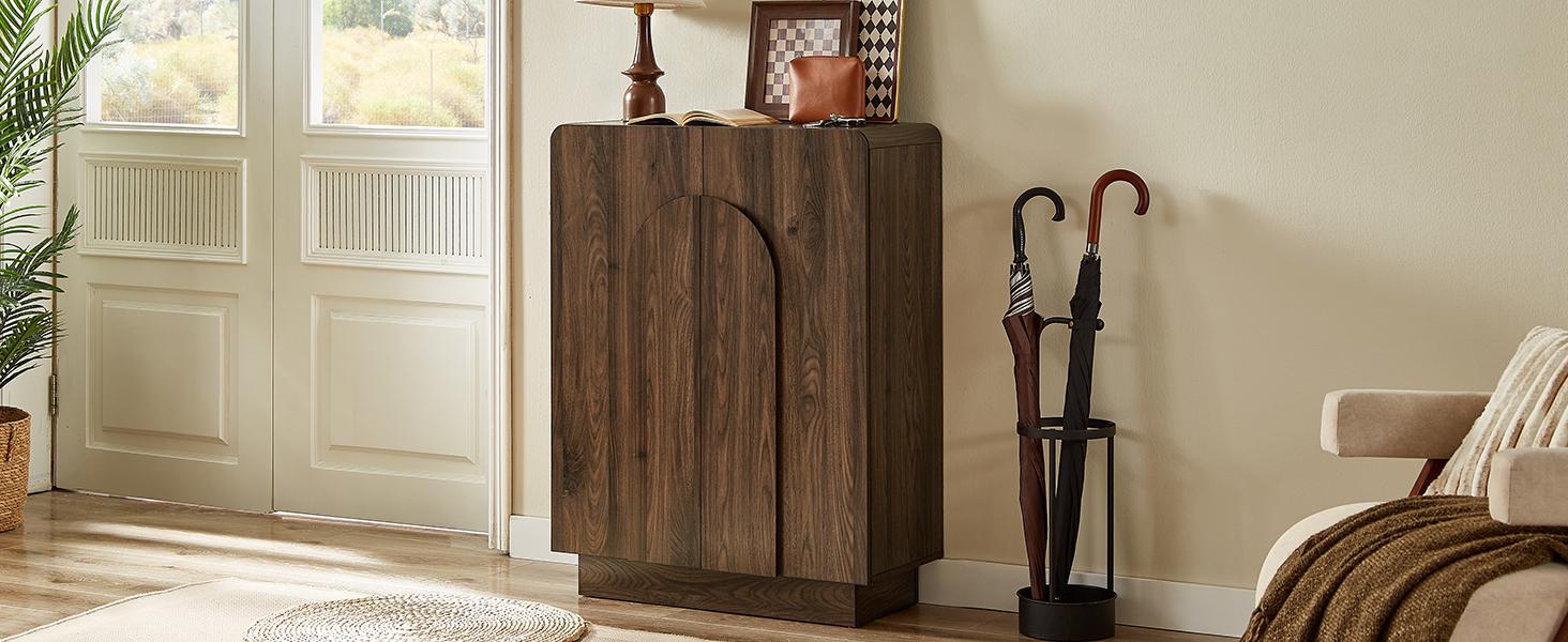 【SPOTLIGHT DAY】ONBRILL Wooden Shoe Storage Cabinet with Doors Large 6 Tier Organizer for Entryway Hallway Living Room Foyer Adjustable Shelves