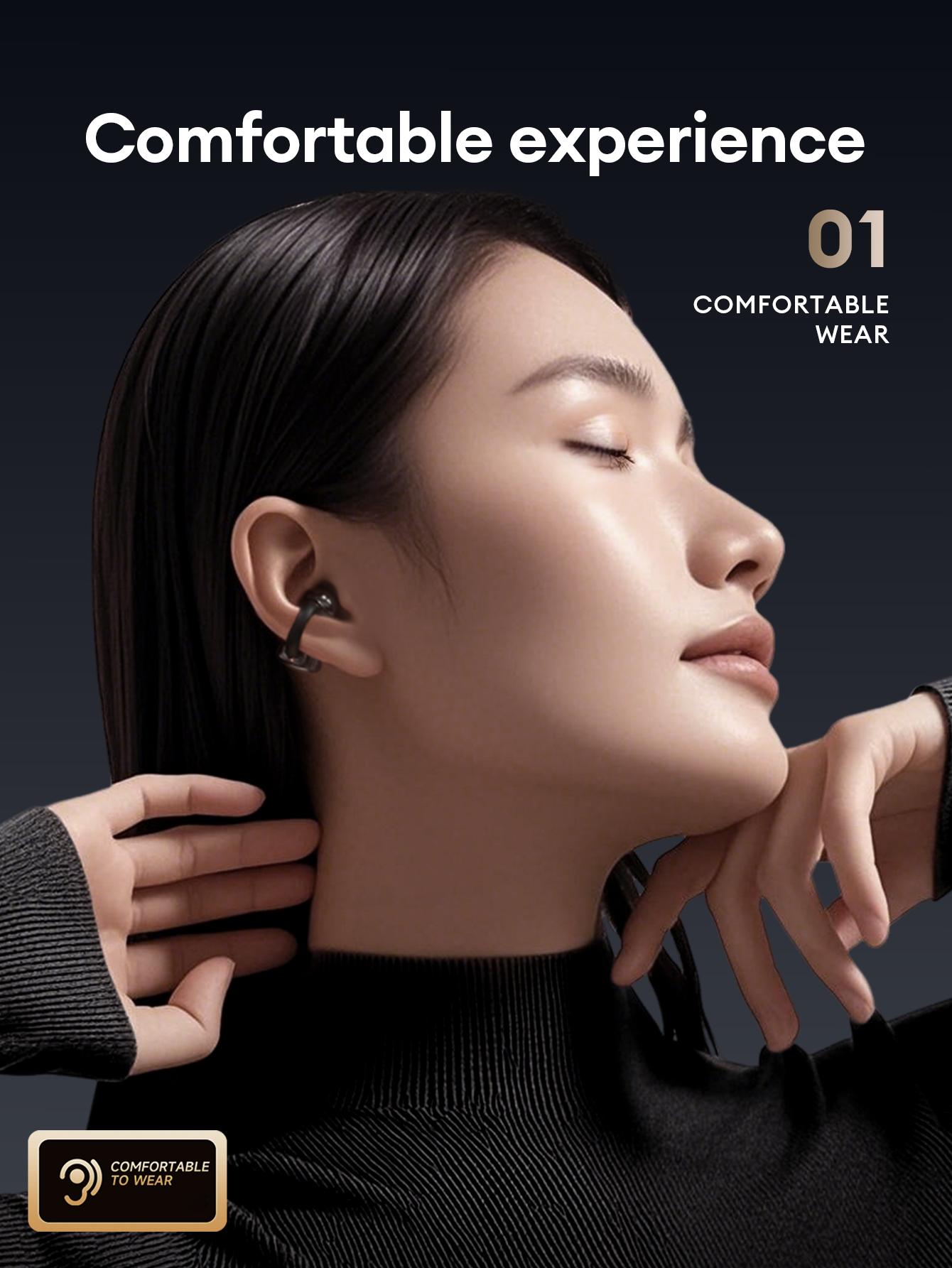 AOC ACD1501 Clip-On Wireless Headphones with 2026 Bluetooth 6.0, Faster & Stable Connection, Low Power Use, IPX5 Waterproof Audio Earbuds for Music & Calls, Comfortable for Sports & Workouts