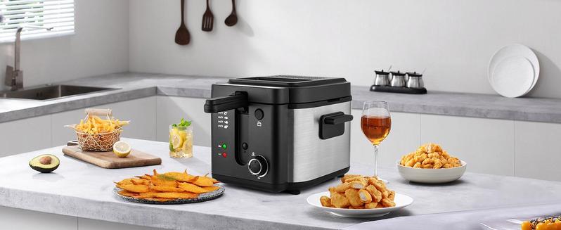SUSTEAS Electric Deep Fryer – 1.5L/2.5L Oil Capacity With Stainless Steel Viewing Window | Fast Heating, Cool-Touch, Easy-Clean &  Removable Parts