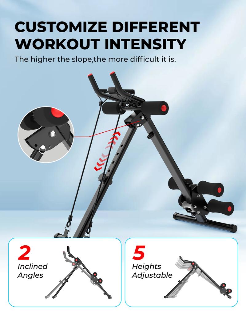 RELIFE REBUILD YOUR LIFE Adjustable Ab Machine, Foldable Ab Workout Equipment for Abs, Waist, Arms & Legs | Home Gym Beginner-Friendly Waist Trainer