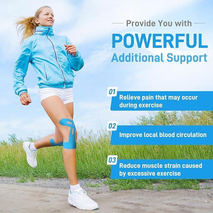 Pre-Cut Kinesiology Tape For Knees Athletic Tape For Knee Support, Stability, And Pain Relief Waterproof, High-Elasticity, Breathable, Hypoallergenic, And Latex-Free Available In Multiple Colors (Ideal For Training And Basketball)