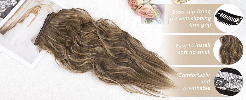 AISI HAIR 4PCS Long Wavy Clip in Hair Extensions 20 Inch Synthetic Thick Hairpiece for Women natural hair Length Volume Weft Care Tips
